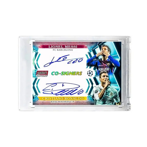 DIY Ultimate 1/1 Messi & CR7 Dual Gold Block Signature Card, Dream Birthday Gift for Football Boys, Luxury Dual Star Memorabilia