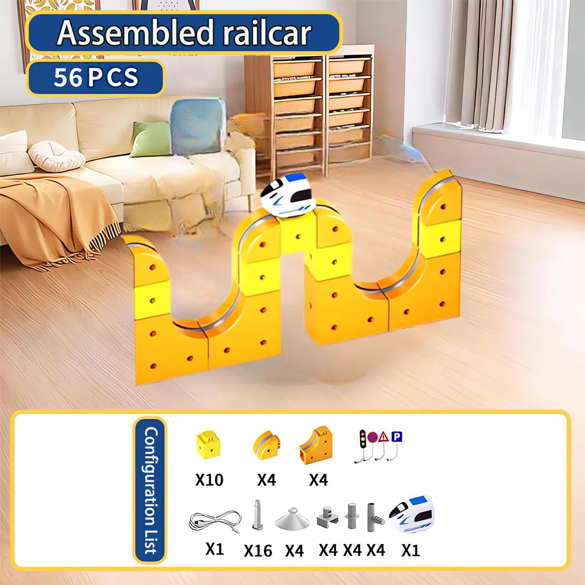 DIY Electric Magnetic Track Set With High-Speed Rail Vehicles STEM Building Game Puzzle Cube Toy for Children Gift(1-100+pieces)