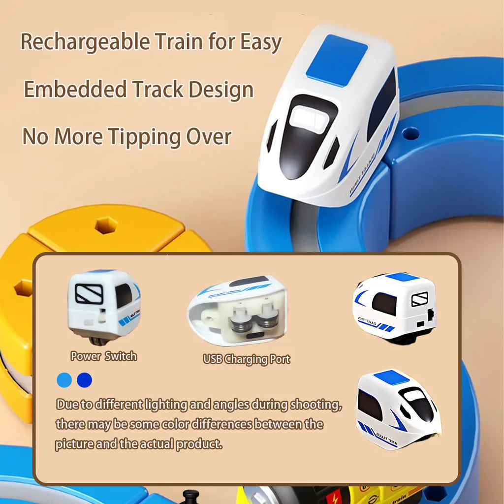 DIY Electric Magnetic Track Set With High-Speed Rail Vehicles STEM Building Game Puzzle Cube Toy for Children Gift(1-100+pieces)
