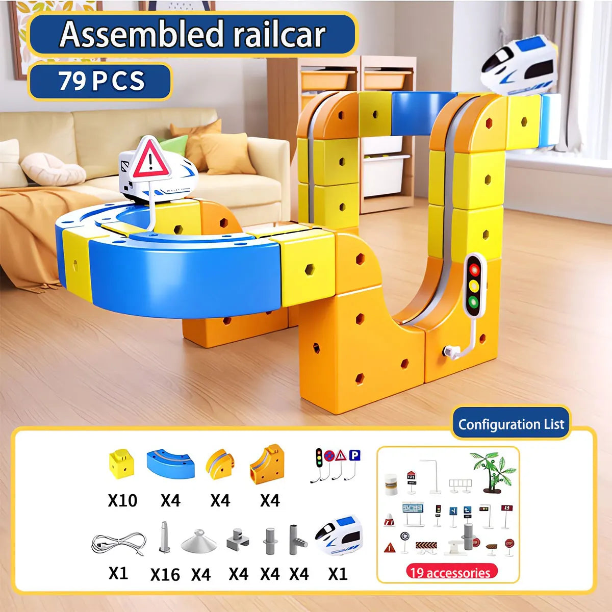 DIY Electric Magnetic Track Set With High-Speed Rail Vehicles STEM Building Game Puzzle Cube Toy for Children Gift(1-100+pieces)