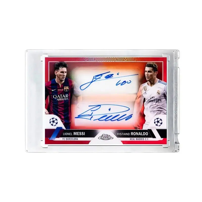 DIY Ultimate 1/1 Messi & CR7 Dual Gold Block Signature Card, Dream Birthday Gift for Football Boys, Luxury Dual Star Memorabilia