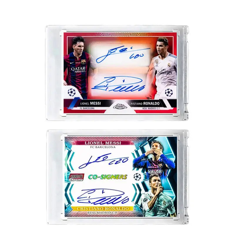 DIY Ultimate 1/1 Messi & CR7 Dual Gold Block Signature Card, Dream Birthday Gift for Football Boys, Luxury Dual Star Memorabilia